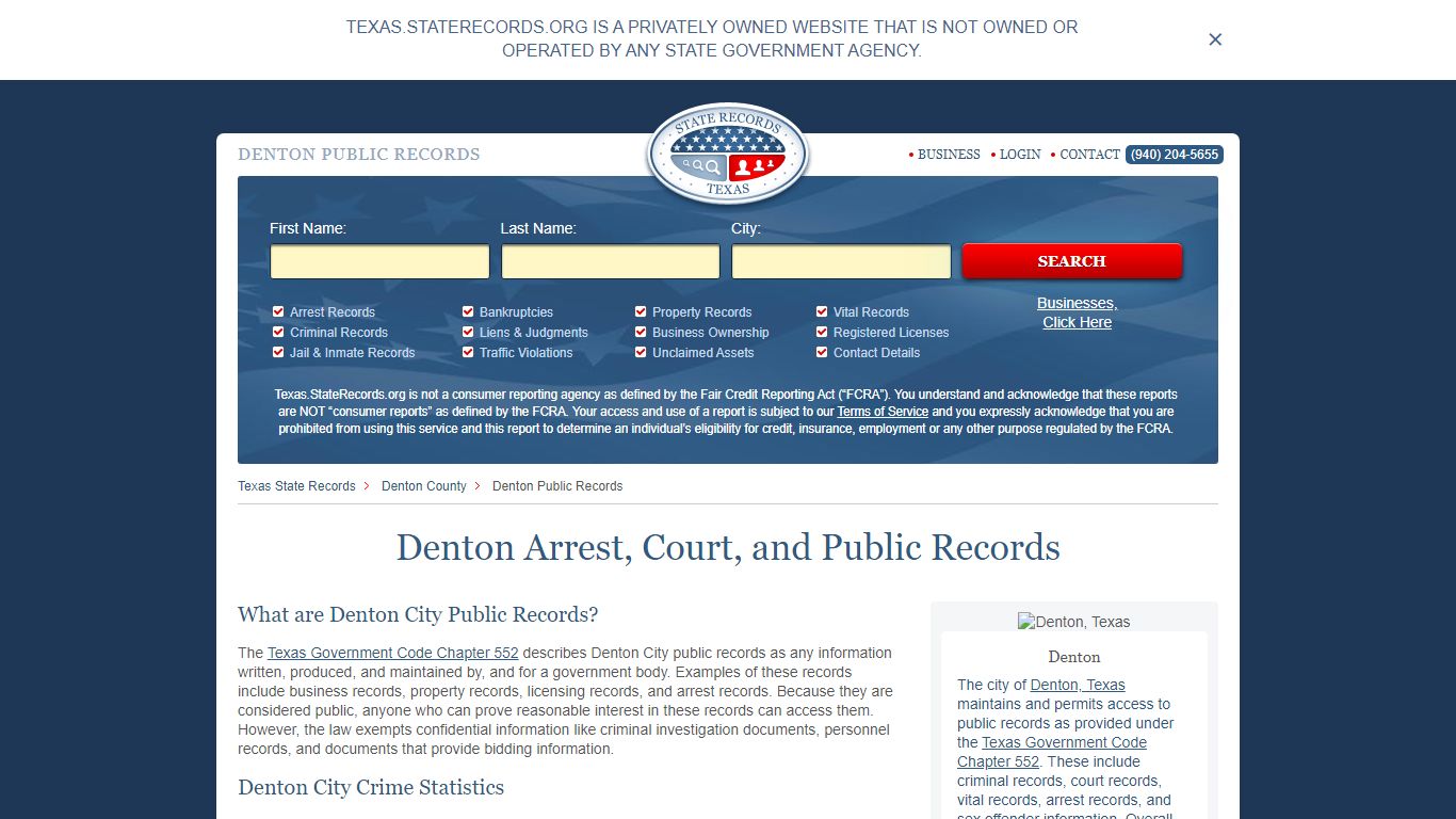 Denton Arrest and Public Records | Texas.StateRecords.org